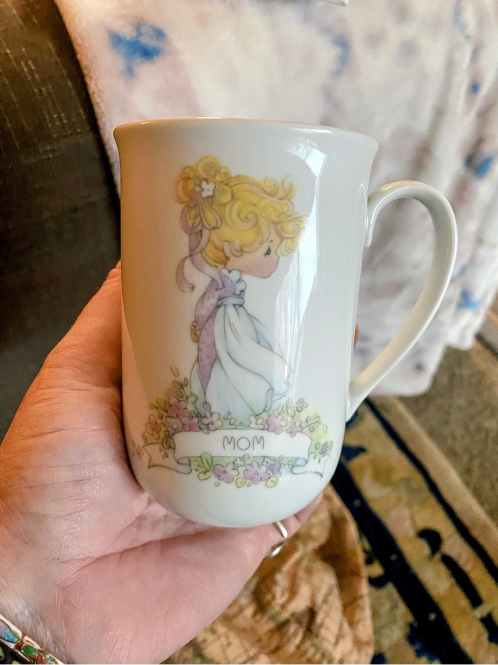 Precious Moments White Mug with Pastel Mom Illustration